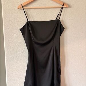 Elegant Black Satin Slip Dress Aritzia
